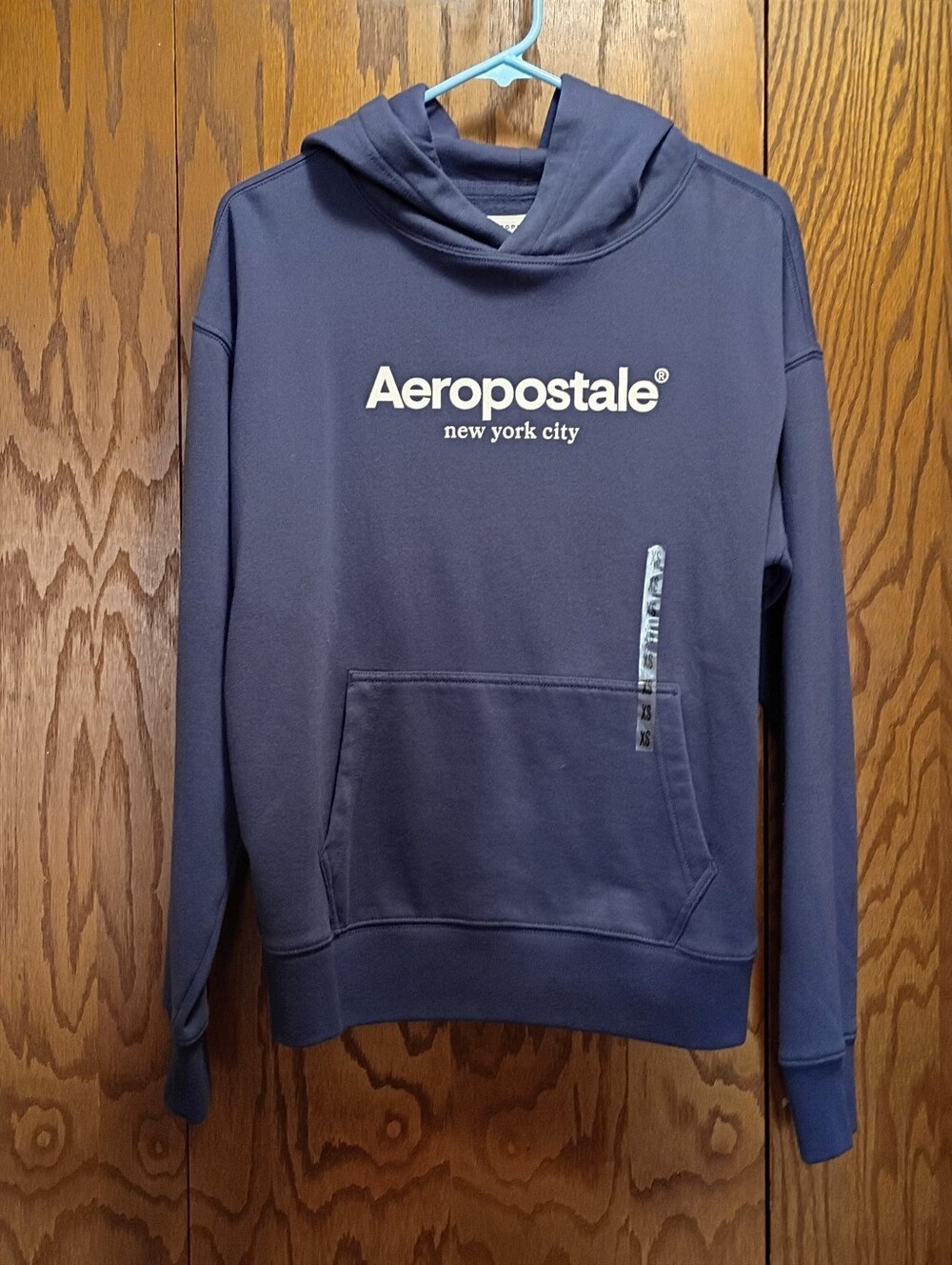 Aeropostale Men's Navy Crewneck Hoodie with White Logo